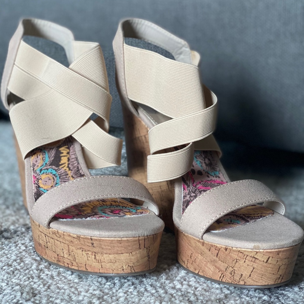 Cute beige wedges